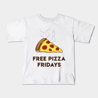 Free Pizza Fridays (Black Text) Kids T-Shirt